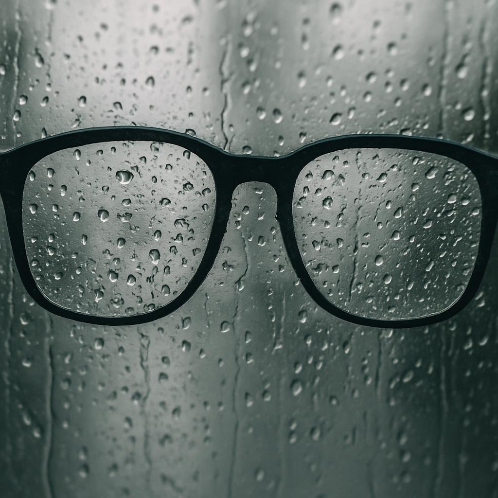 Een bril in de regen