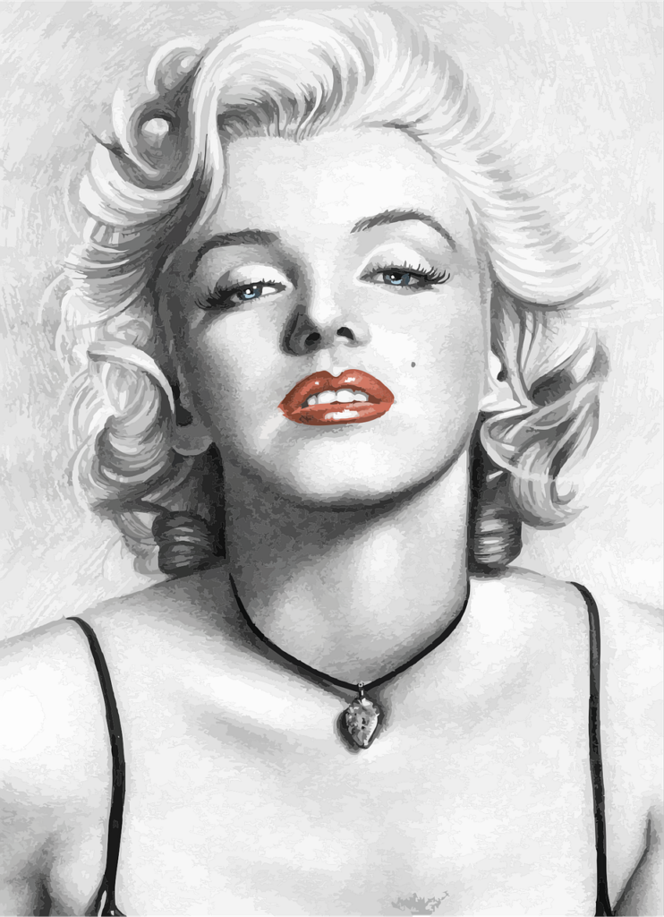 Een tekening van Marilyn Monroe
