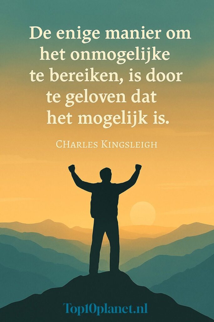 Motivatie spreuk met silhouet op bergtop