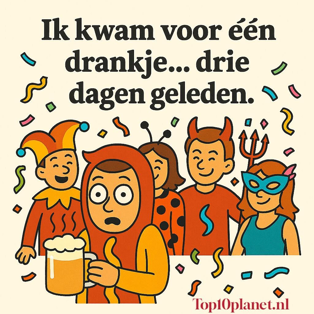 Humoristische spreuk over feest , carnaval en drank.