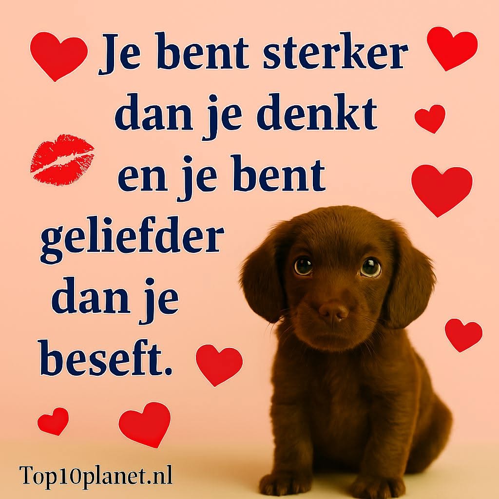 Motivatie spreuk met puppy over kracht