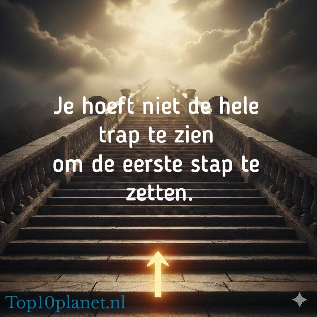 Inspirerende spreuk met trap naar de hemel