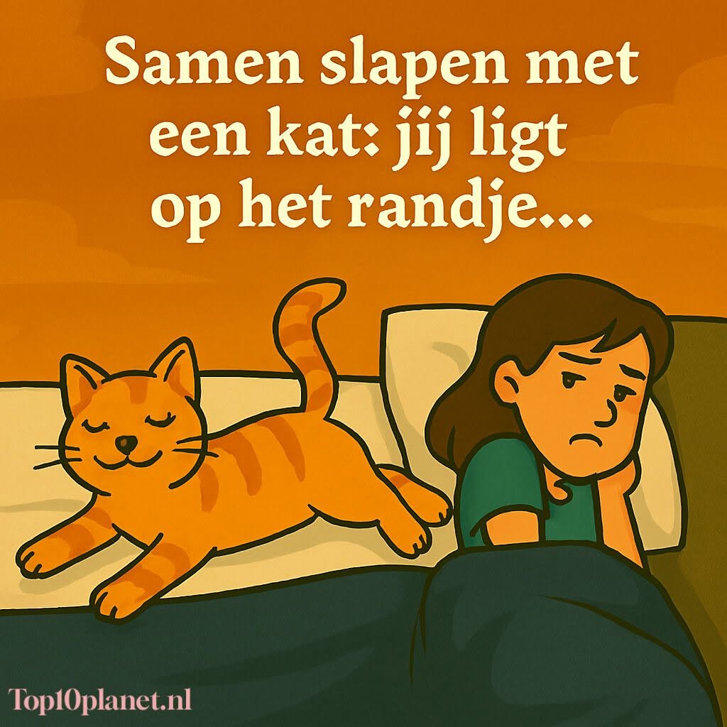 Humoristische spreuk over slapen met een kat
