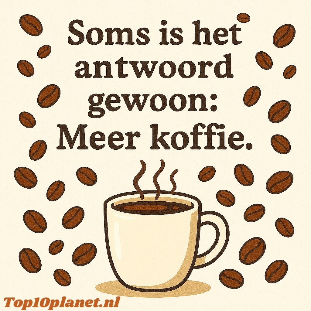 Positieve humoristische spreuk over koffie