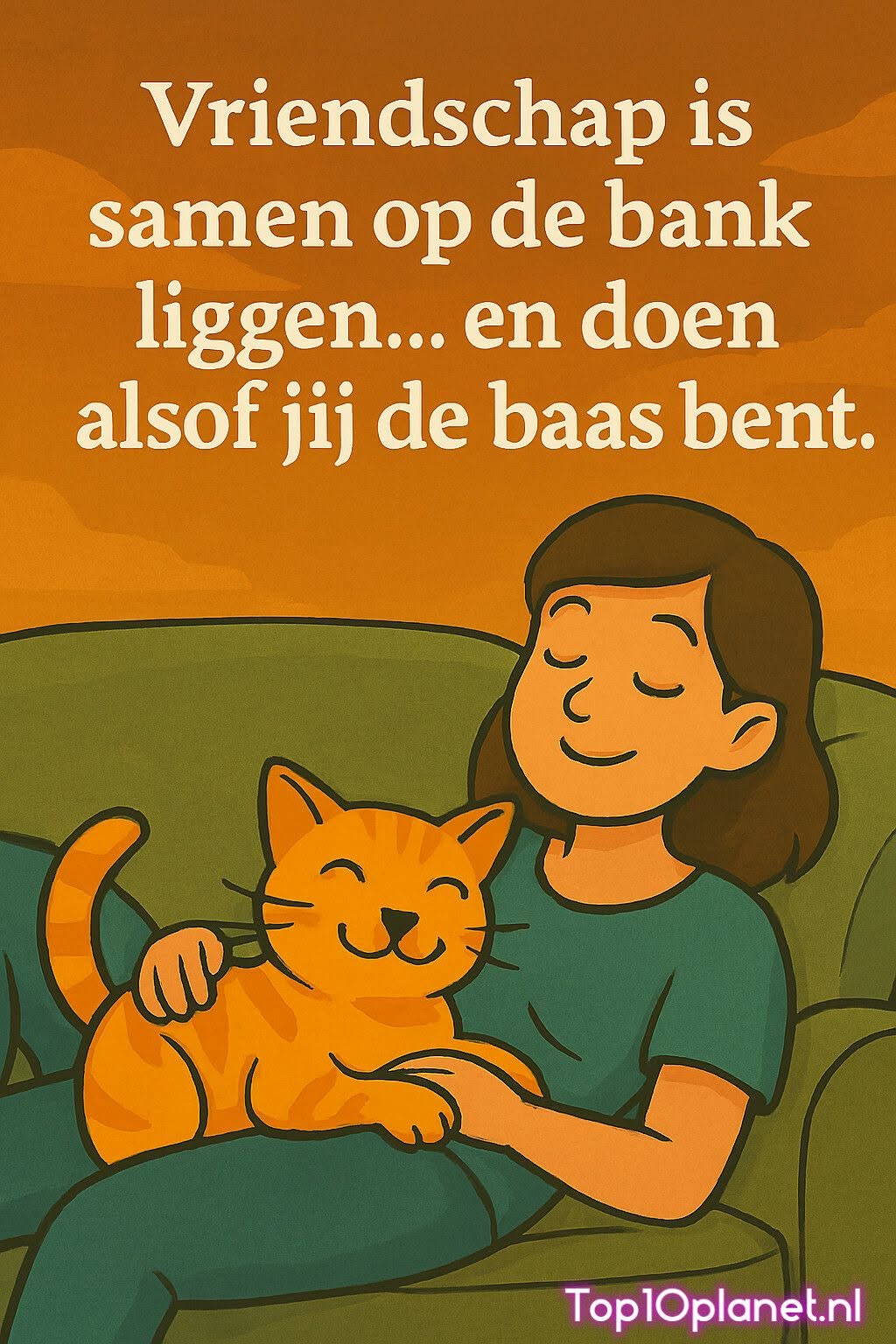 Humoristische vriendschapsspreuk met kat